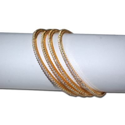 "White Stone Bangles - MGR-1216-002 ( 4 Bangles) - Click here to View more details about this Product